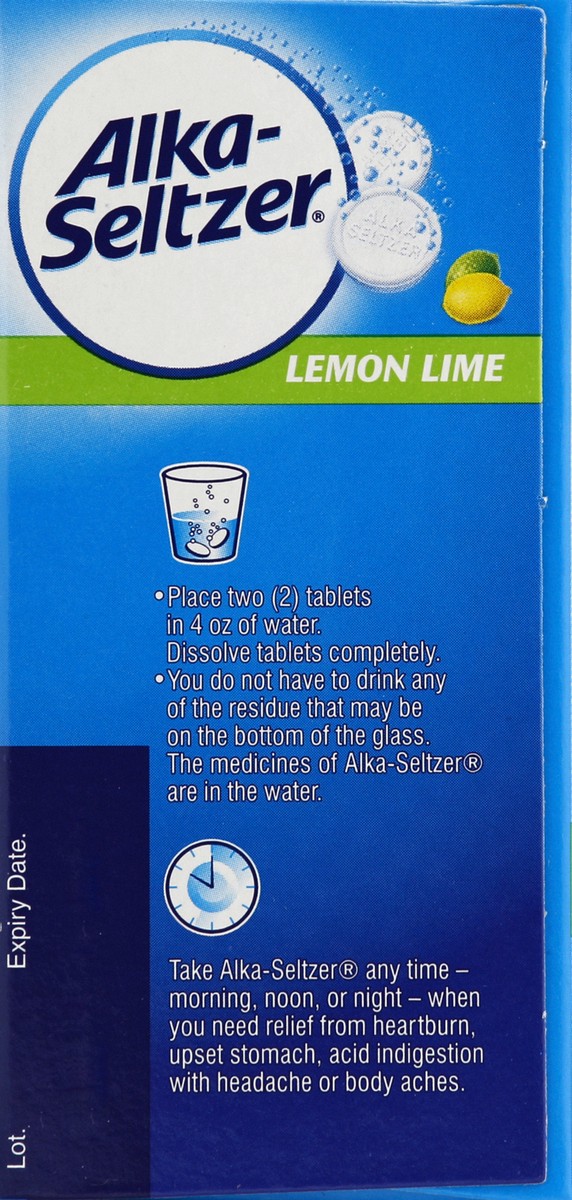 slide 3 of 6, Alka-Seltzer Alkaseltzer Lemon Lime Antacidanalgesic Effervescent Tablets, 36 ct