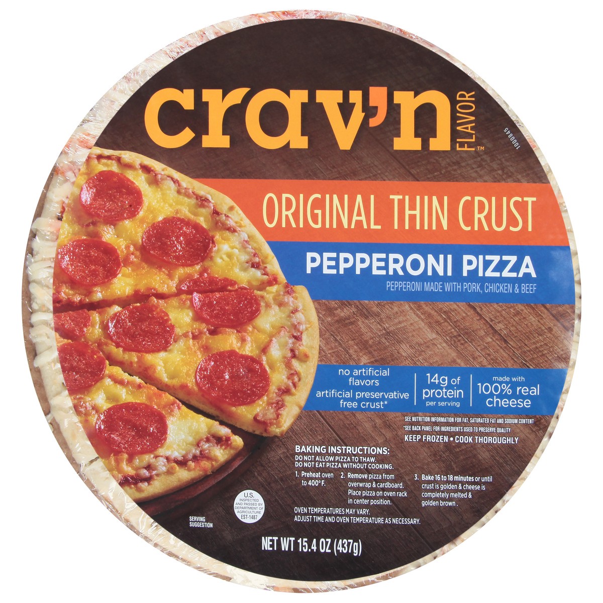 slide 9 of 11, Crav'n Flavor Thin Crust Pepperoni Pizza, 15.4 oz