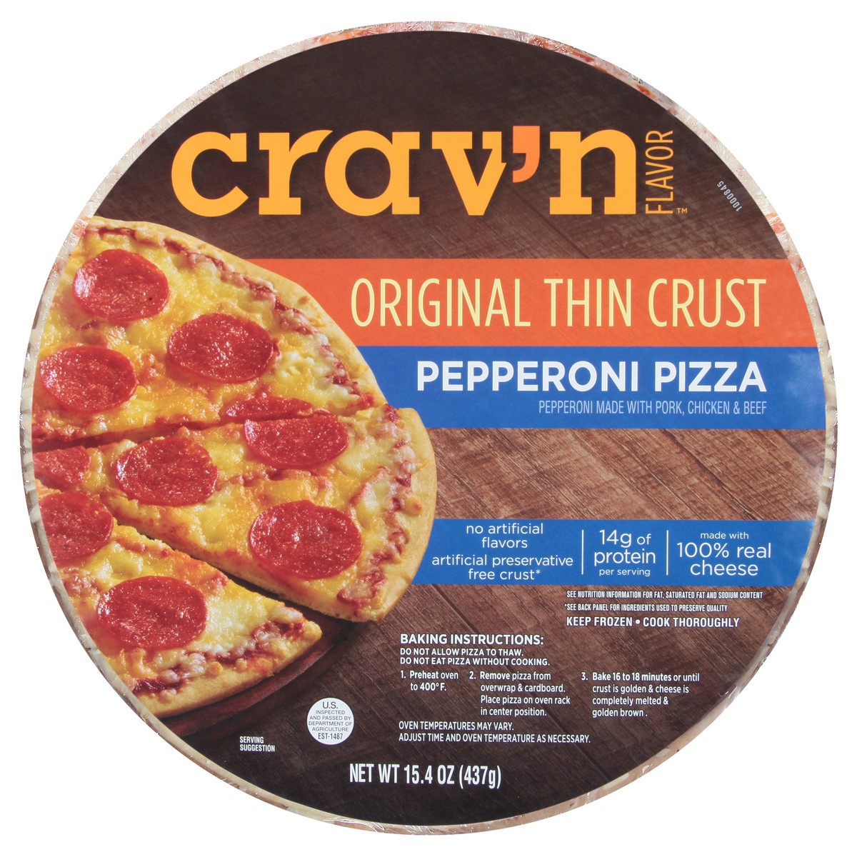 slide 11 of 11, Crav'n Flavor Thin Crust Pepperoni Pizza, 15.4 oz