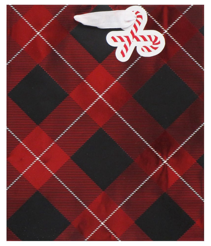 slide 1 of 1, Holiday Home Wilkins Plaid Holiday Gift Bag, 1 ct