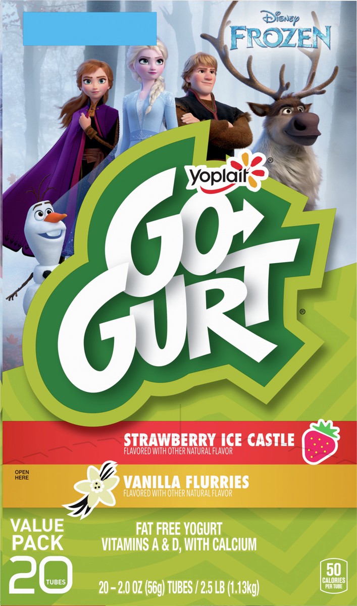 slide 2 of 9, Go-GURT Minecraft Strawberry Redstone and Vanilla Quartz Kids Fat Free Yogurt Variety Pack, Gluten Free, 2 oz Yogurt Tubes (20 Count), 20 ct