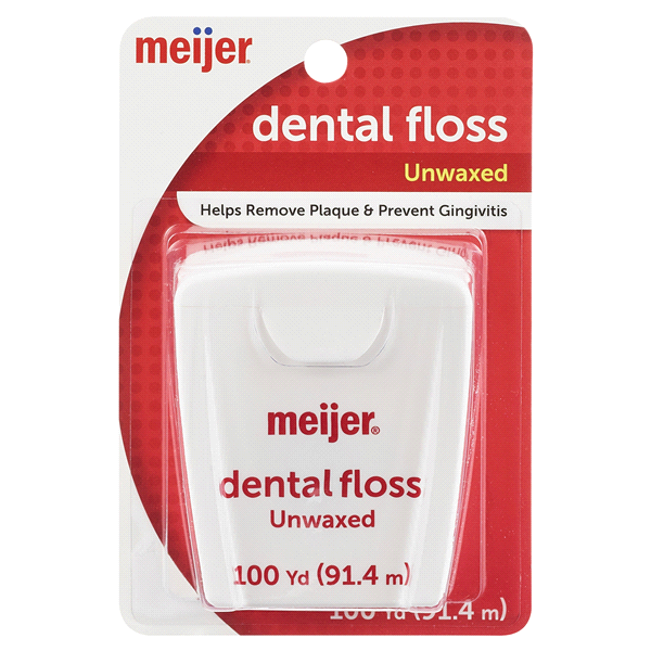 slide 1 of 2, Meijer Unwaxed, Unflavored Dental Floss, 100 yd