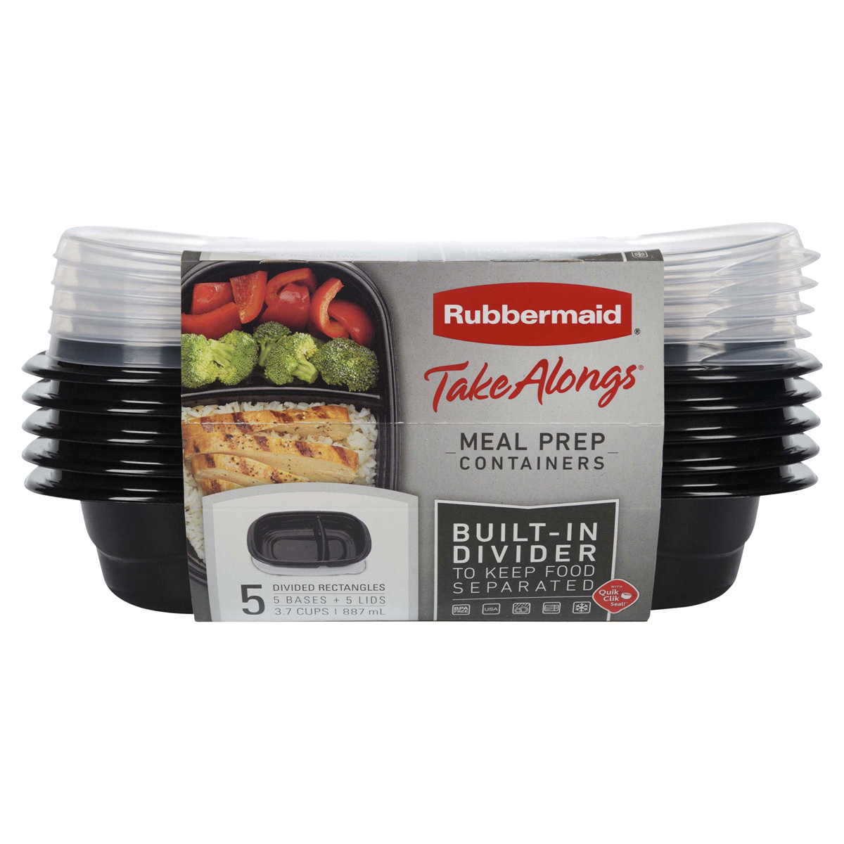 slide 1 of 1, Rubbermaid Take Alongs Meal Prep Containers, 5 ct