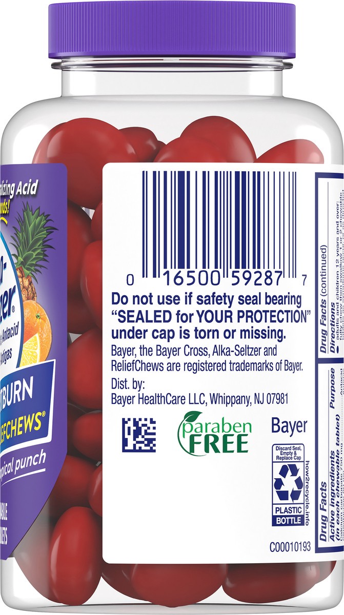 slide 3 of 11, Alka-Seltzer Heartburn + Gas Reliefchews Tropical Punch Chewable Tablets 60 ea Bottle, 60 ct