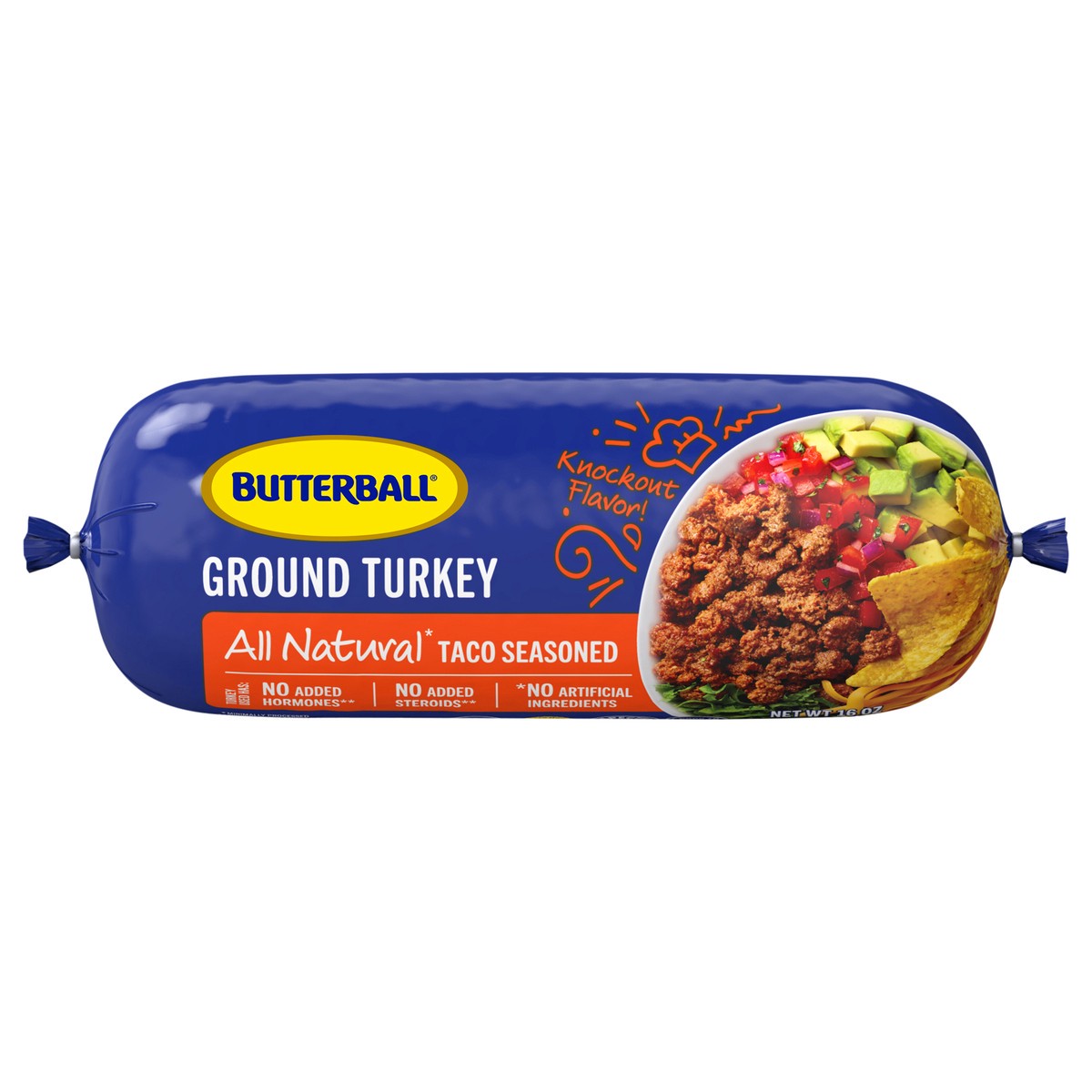 slide 1 of 9, Butterball All Natural Fresh Ground Turkey, Taco-Seasoned, 1 Roll, 16 oz