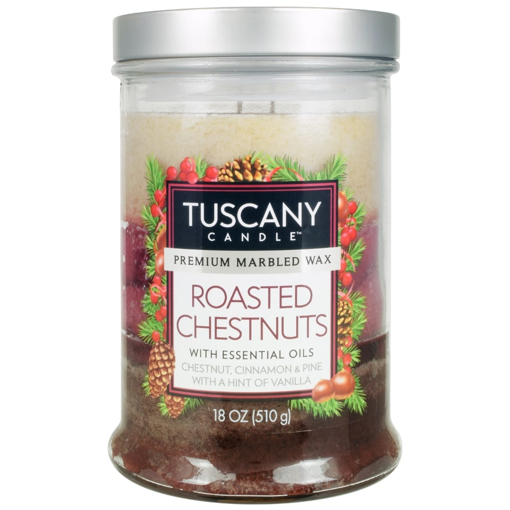 slide 1 of 1, Tuscany Triple Pour Roasted Chestnuts Scented Candle - Brown/Pink, 18 oz