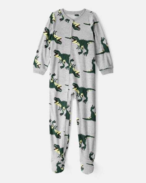 slide 1 of 2, Carter's Boys Dinosaur Loose Fit Long-Sleeve Zip-Up 1-Piece Pajamas - Grey Multi 6, 1 ct