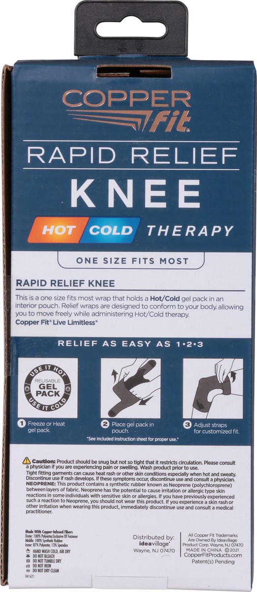 slide 5 of 9, Copper Fit Rapid Relief Knee Wrap, One Size, One Size