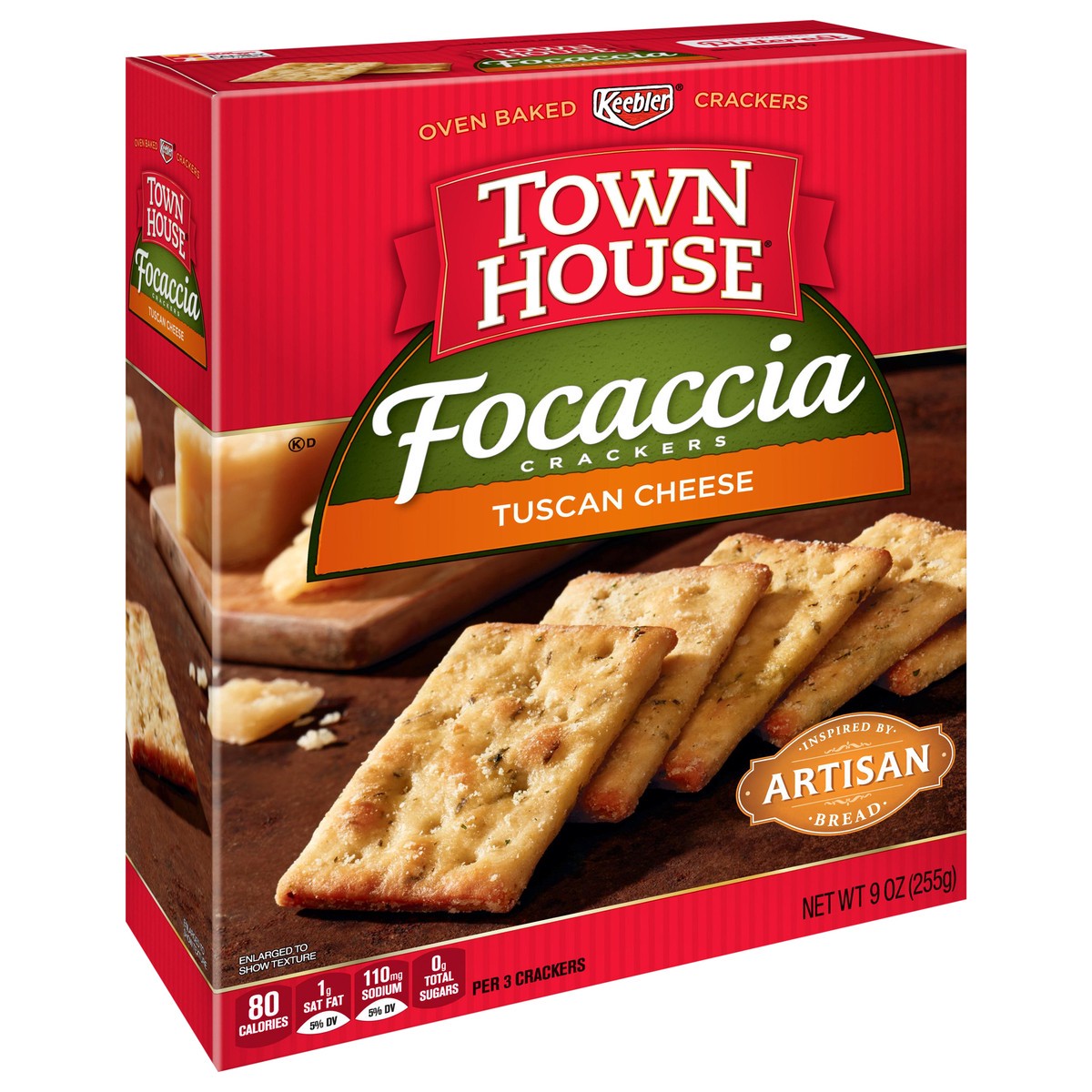 slide 7 of 10, Keebler, Town House Focaccia Keebler Town House Focaccia Crackers, Tuscan Cheese, 9 Oz,, 9 oz
