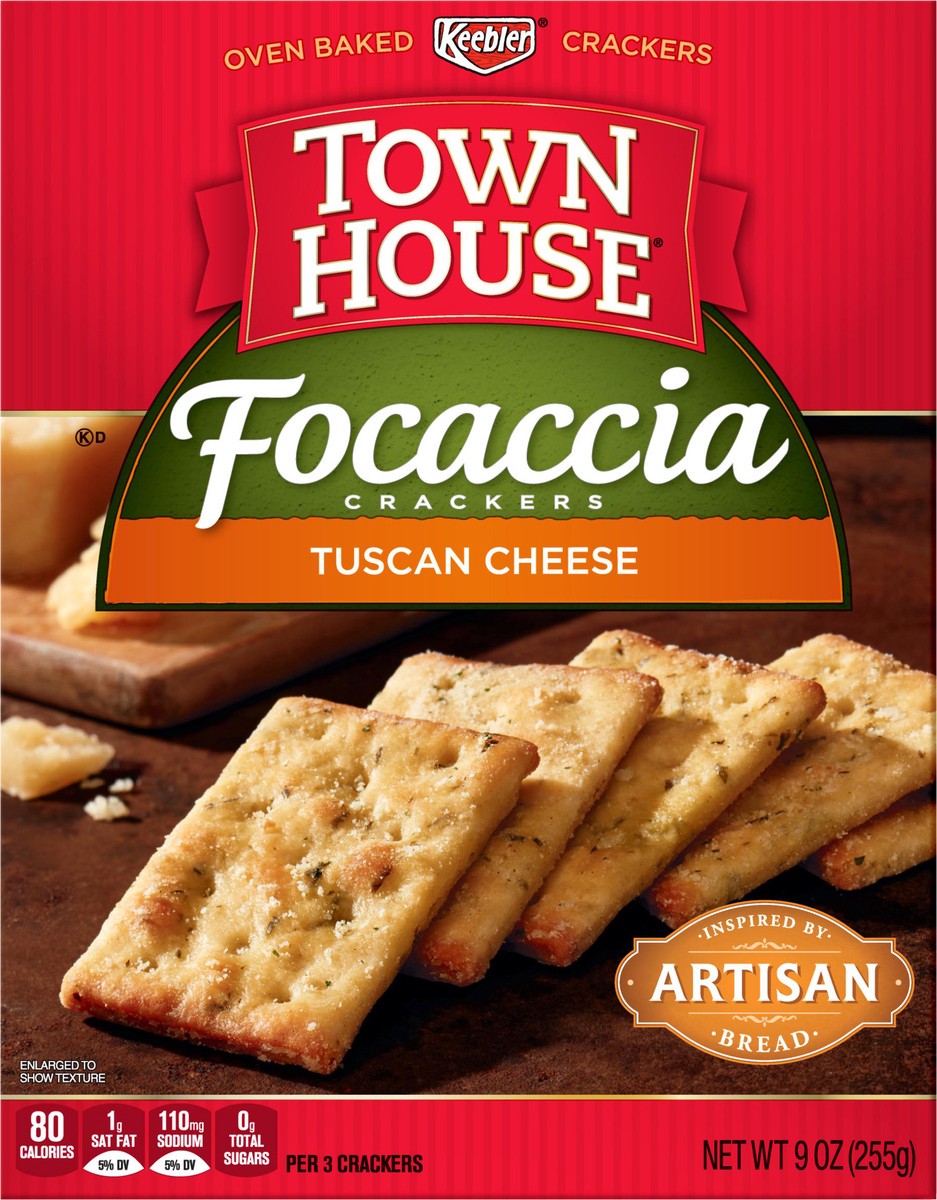 slide 5 of 10, Keebler, Town House Focaccia Keebler Town House Focaccia Crackers, Tuscan Cheese, 9 Oz,, 9 oz