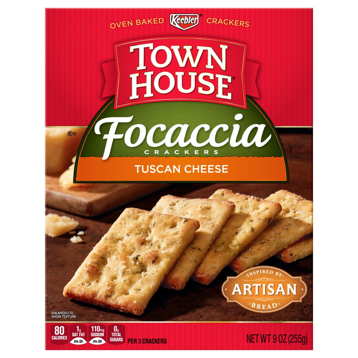 slide 2 of 10, Keebler, Town House Focaccia Keebler Town House Focaccia Crackers, Tuscan Cheese, 9 Oz,, 9 oz