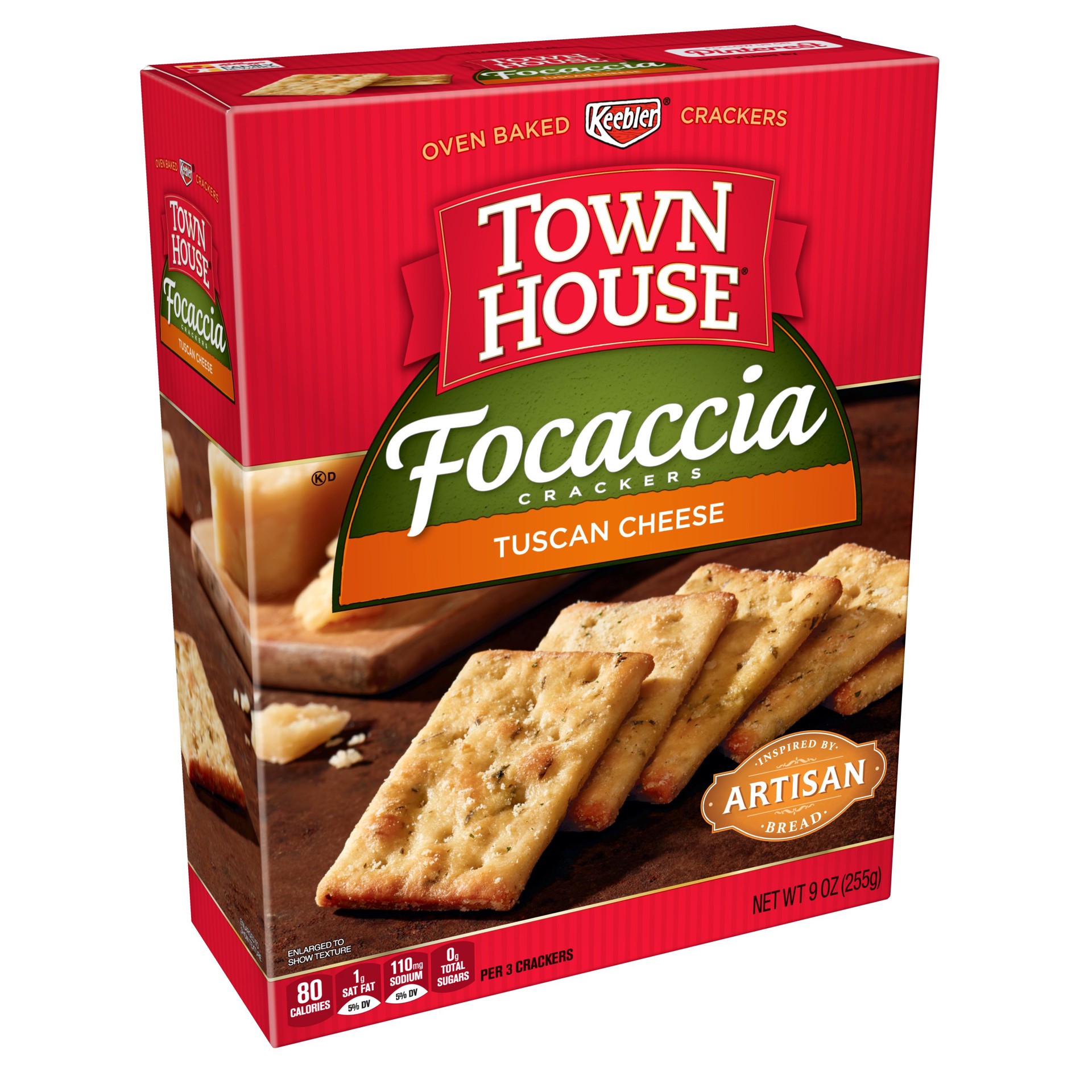 slide 1 of 5, Keebler Town House Focaccia Crackers, Tuscan Cheese, 9 oz