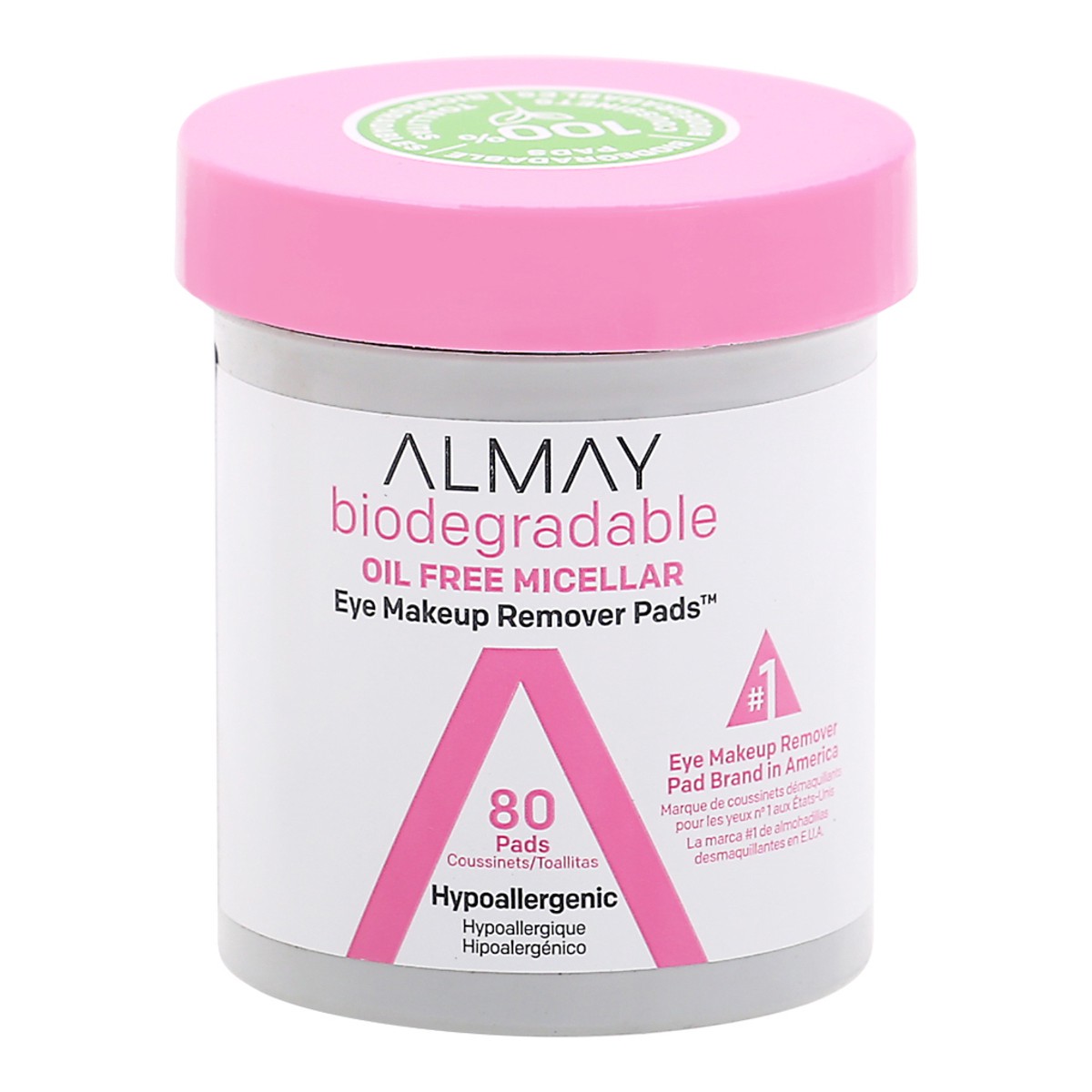 slide 1 of 9, Almay Biodegradable Oil Free Micellar Eye Makeup Remover Pads 80 pads 80 ea Jar, 80 ct