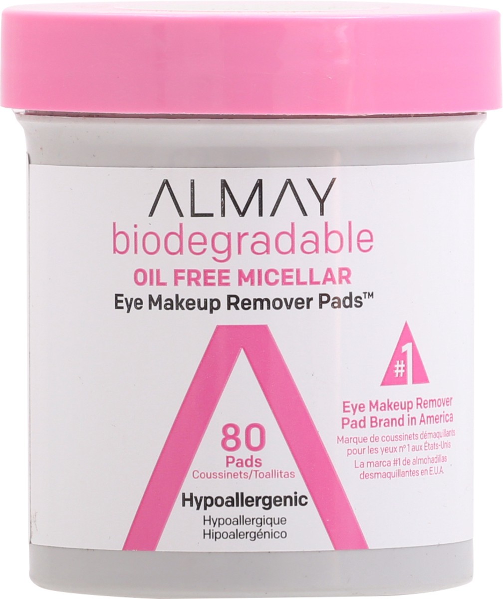 slide 1 of 9, Almay Biodegradable Oil Free Micellar Eye Makeup Remover Pads 80 pads 80 ea Jar, 80 ct