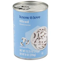 Know & Love Sliced Mushrooms 8 Ounces
