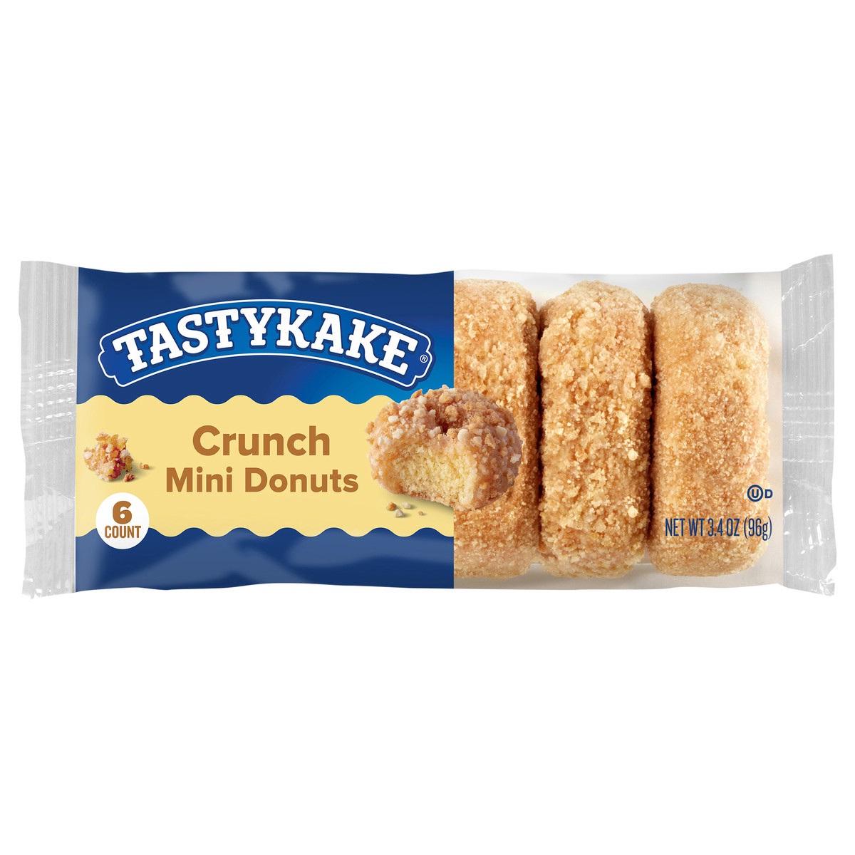 slide 1 of 7, Tastykake Crunch Mini Donuts, 6 Portable Crunch Topped Donuts, 6 ct