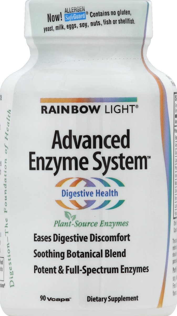 slide 3 of 3, Rainbow Light Advanced Enzyme System Plant-Source Enzyme Blend for Digestive Health and Gas Relief, 90 Count, 1 Bottle, 90 ct