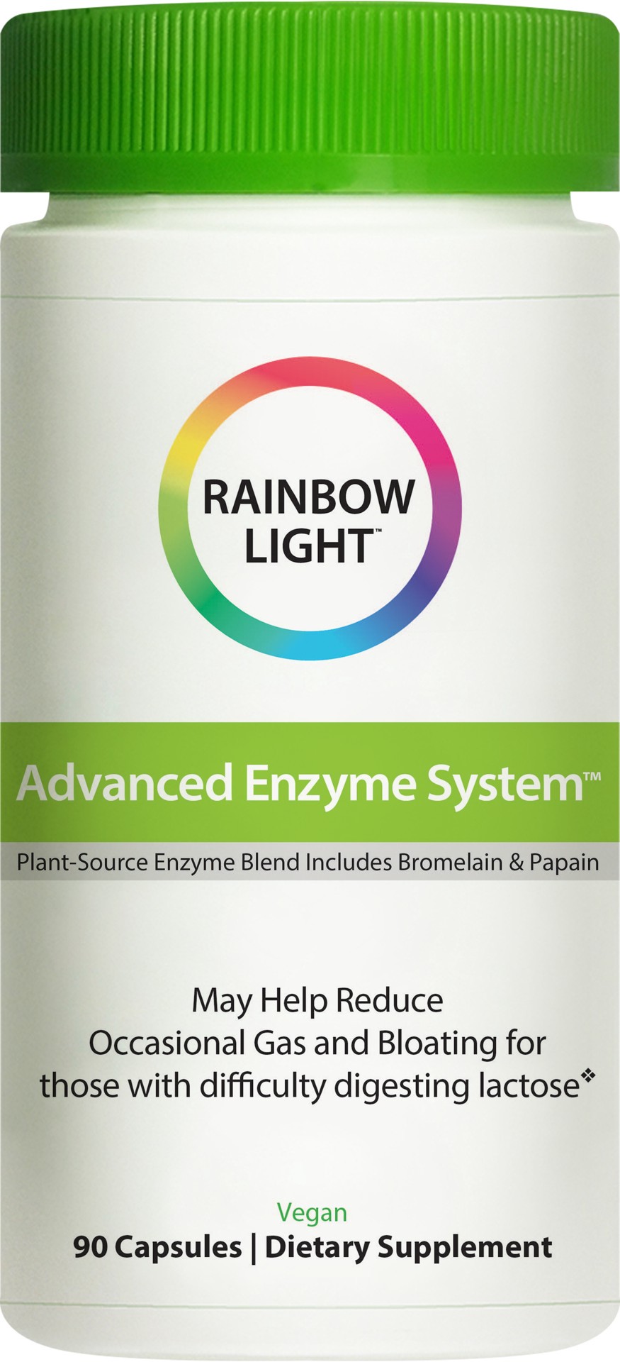 slide 1 of 3, Rainbow Light Advanced Enzyme System Plant-Source Enzyme Blend for Digestive Health and Gas Relief, 90 Count, 1 Bottle, 90 ct