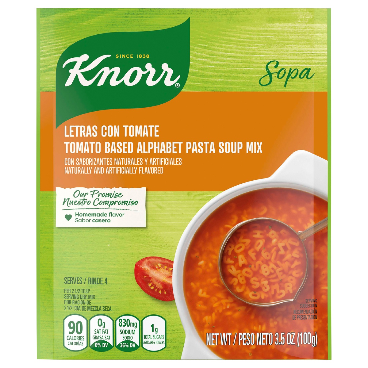 slide 1 of 5, Knorr Letras Sopa Tomato Based Alphabet Soup Mix, 3.5 oz