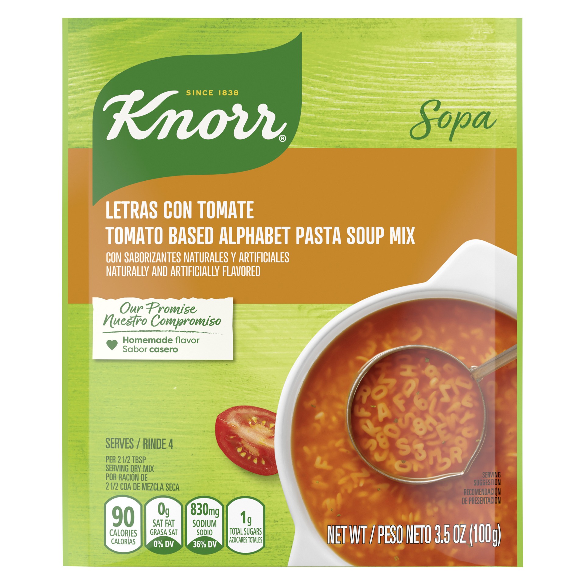 slide 1 of 6, Knorr Sopa/Pasta Soup Mix Tomato Based Alphabet Pasta, 3.5 oz, 3.5 oz