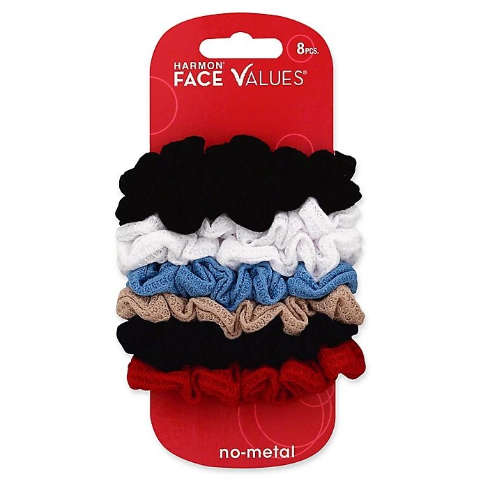 slide 1 of 1, Harmon Face Values Waffle Elastic Scrunchies, 8 ct