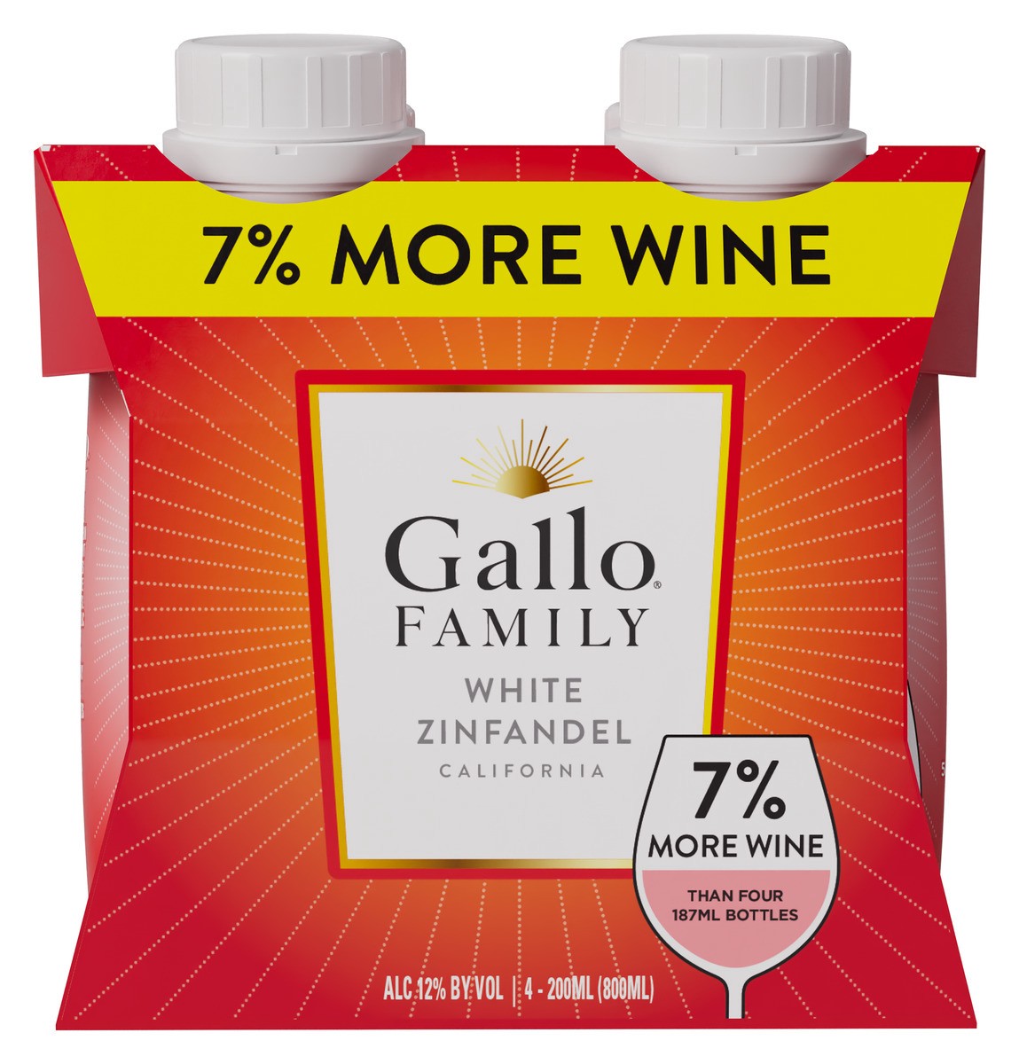 slide 1 of 12, Gallo Family Vineyards White Zinfandel Tetra 4pk, 4 ct; 187 ml
