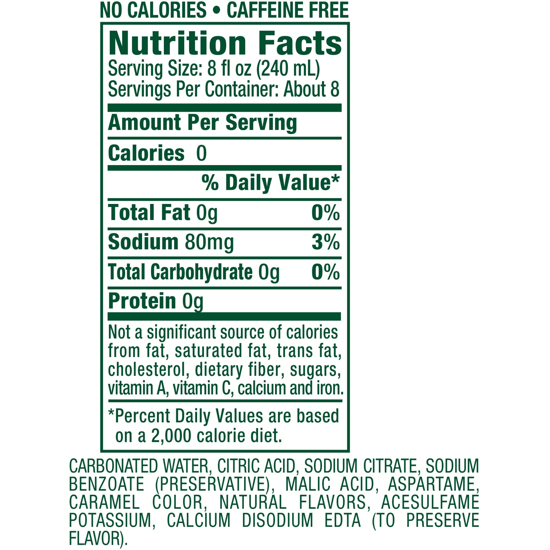 zero-sugar-ginger-ale-ingredients