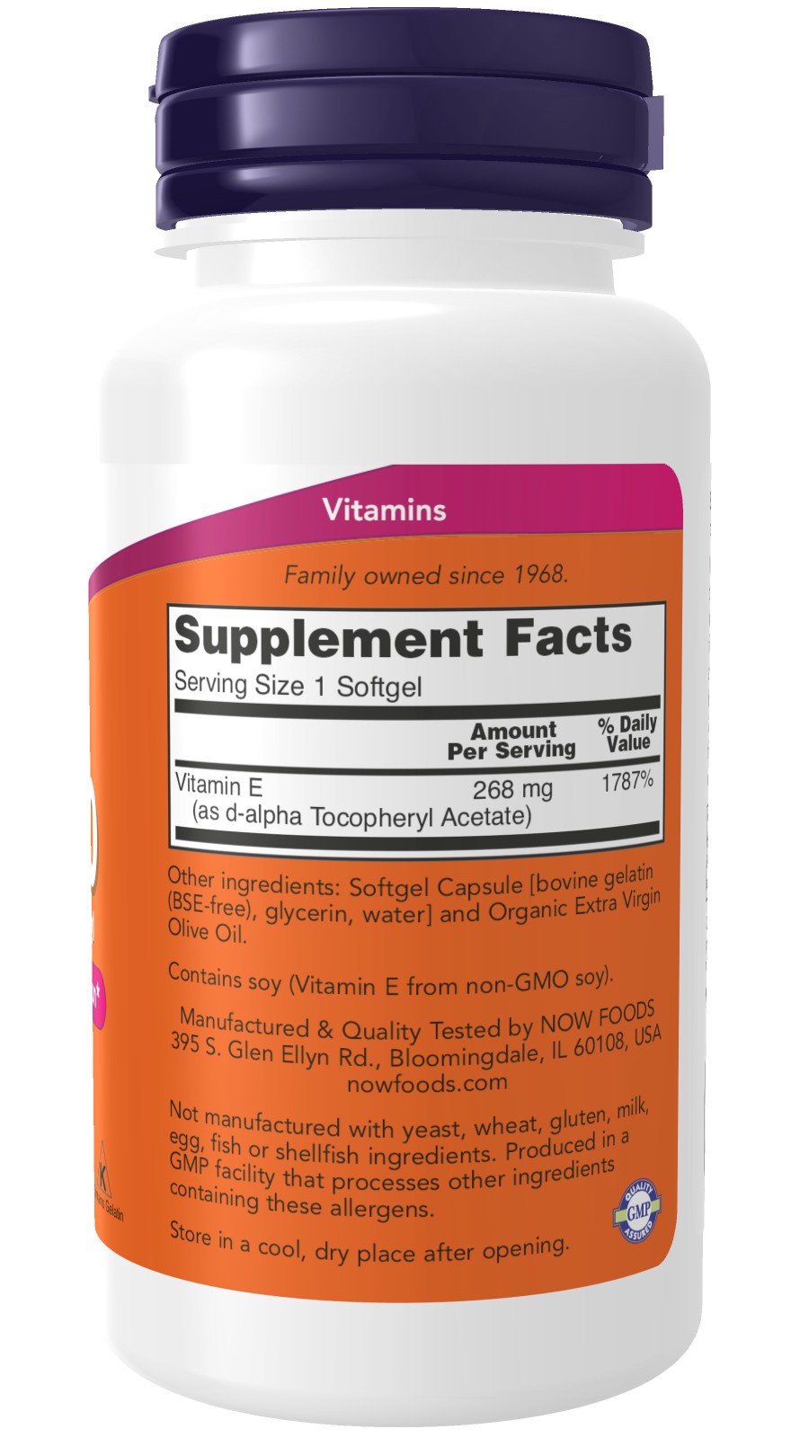 slide 3 of 4, NOW Vitamin E-400 D-Alpha Tocopheryl - 100 Softgels, 100 ct