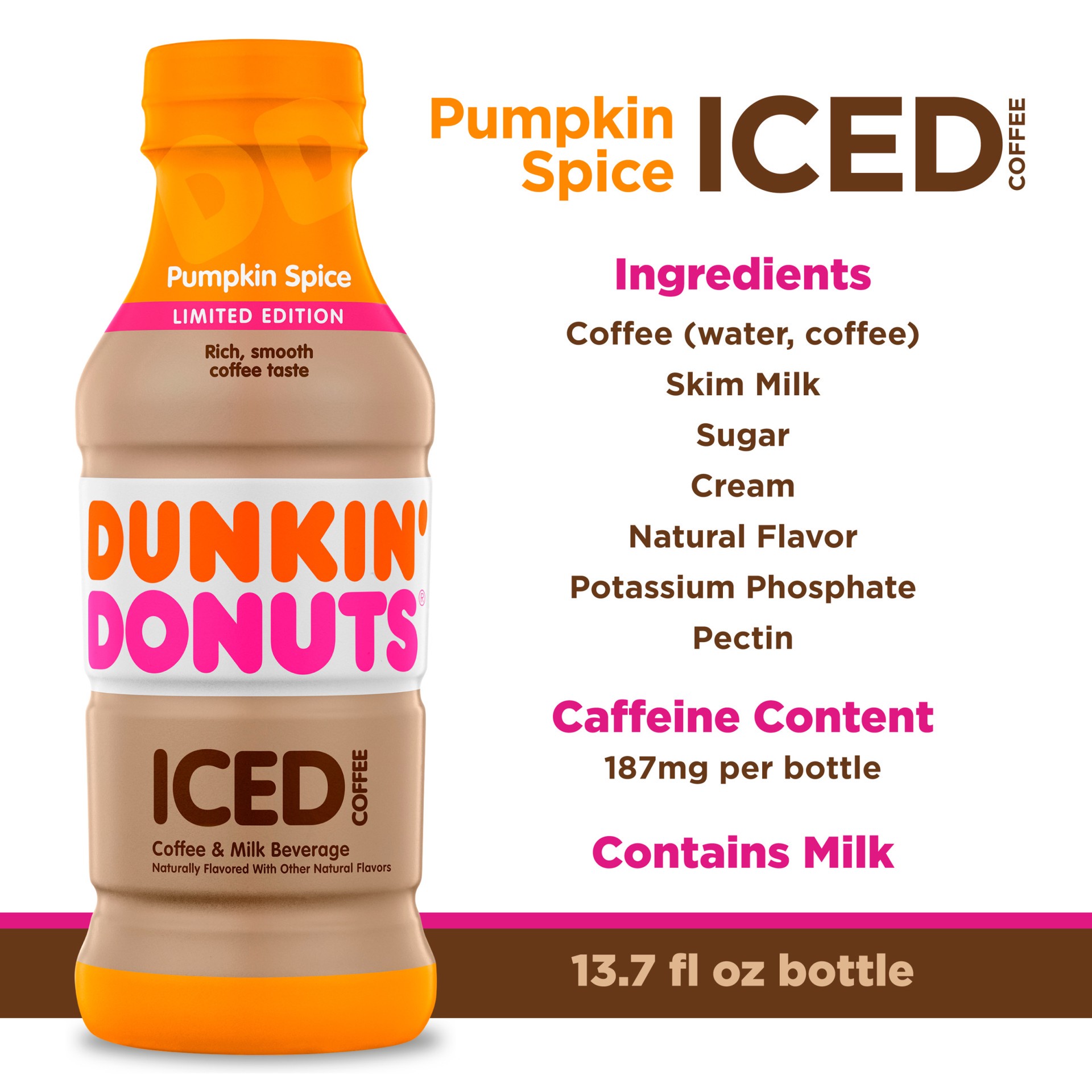 Dunkin' Dunkin Donuts Limited Edition Pumpkin Spice Iced Coffee 13.7 fl