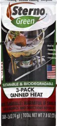 Sterno Green 3 Pack Canned Heat 3 ea