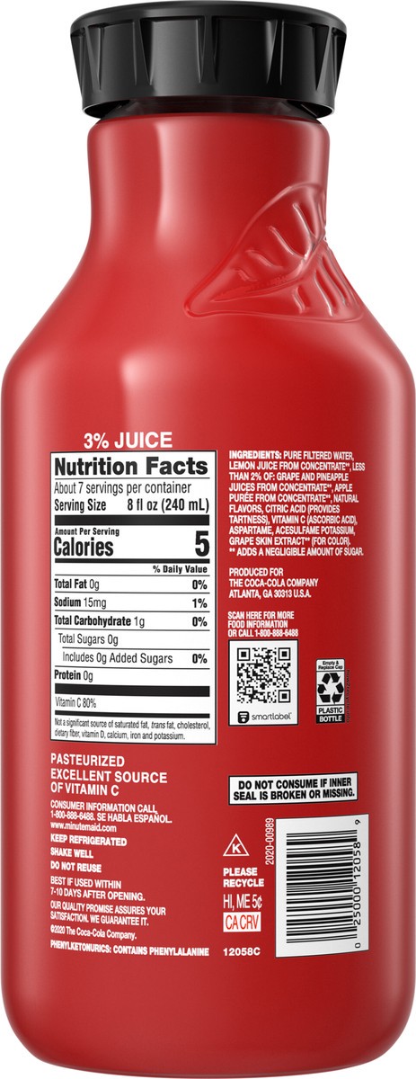 slide 8 of 11, Minute Maid Zero Sugar Fruit Punch Bottle, 52 fl oz, 52 fl oz