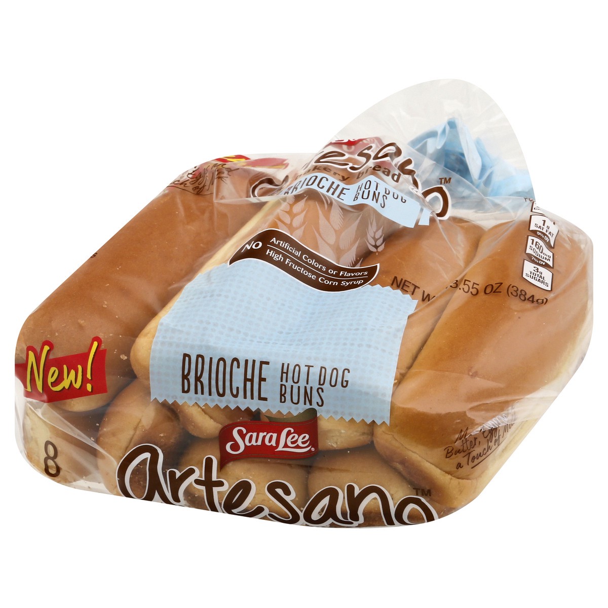 slide 7 of 9, Sara Lee Artesano Brioche Hot Dog Buns, 8 count, Hot Dog Buns, 13.5 oz Bag, 13.5 oz