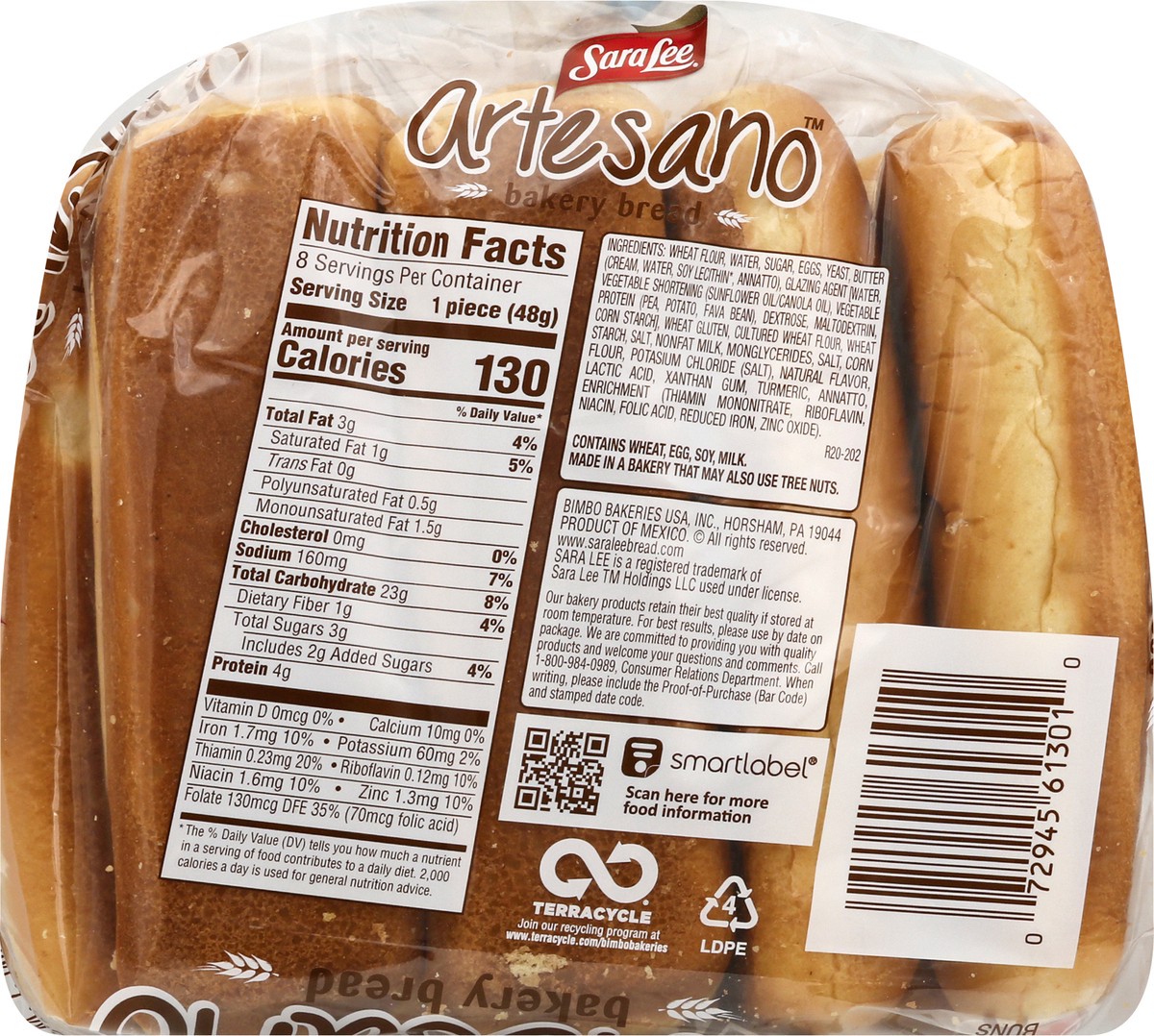 slide 9 of 9, Sara Lee Artesano Brioche Hot Dog Buns, 8 count, Hot Dog Buns, 13.5 oz Bag, 13.5 oz