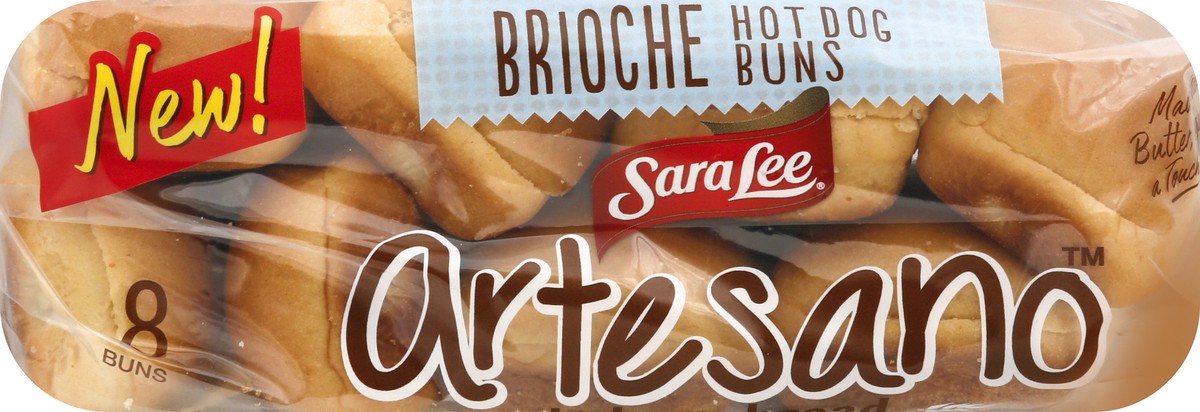 slide 5 of 9, Sara Lee Artesano Brioche Hot Dog Buns, 8 count, Hot Dog Buns, 13.5 oz Bag, 13.5 oz