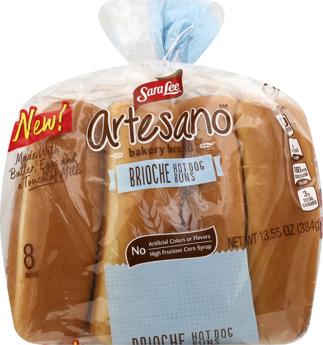 slide 2 of 9, Sara Lee Artesano Brioche Hot Dog Buns, 8 count, Hot Dog Buns, 13.5 oz Bag, 13.5 oz