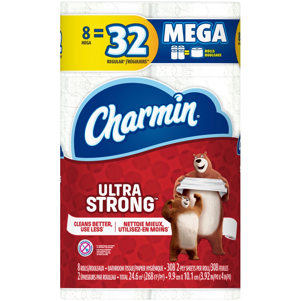 slide 1 of 1, Charmin Strong Bath Tissue Mega Rolls, 8 ct