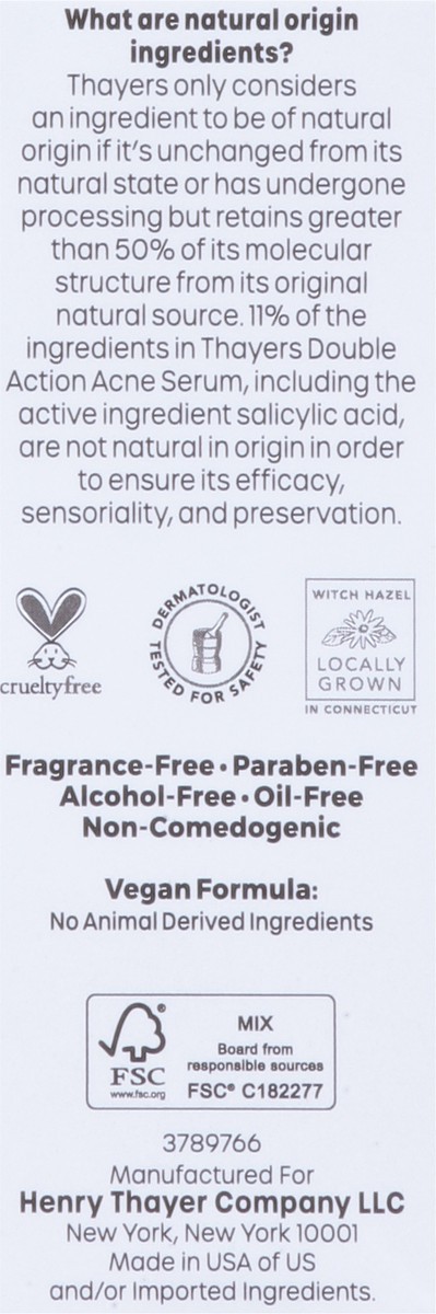 slide 11 of 15, Thayers Double Action Fragrance-Free Acne Serum 1.0 fl oz, 1 fl oz