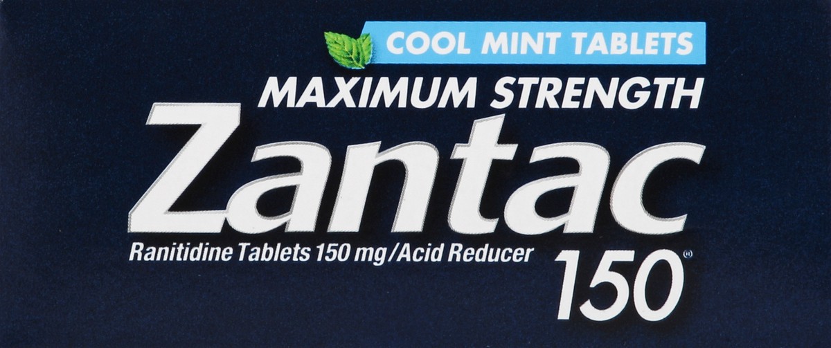 slide 2 of 6, Zantac Cool Mint Maximum Strength Sugar-Free Acid Reducer Tablets, 65 ct