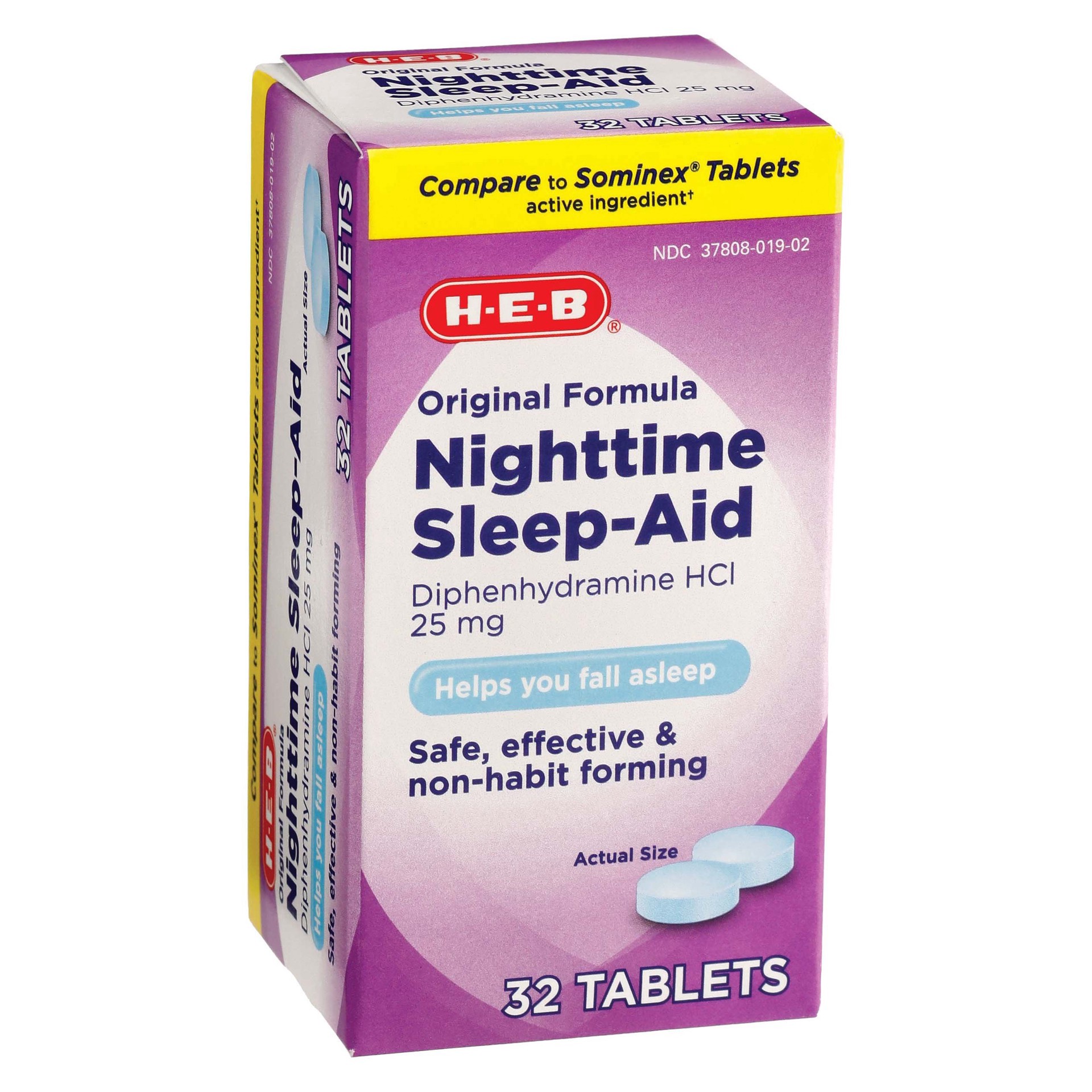 slide 1 of 1, H-E-B Nighttime Sleep Aid Tablets, 32 ct