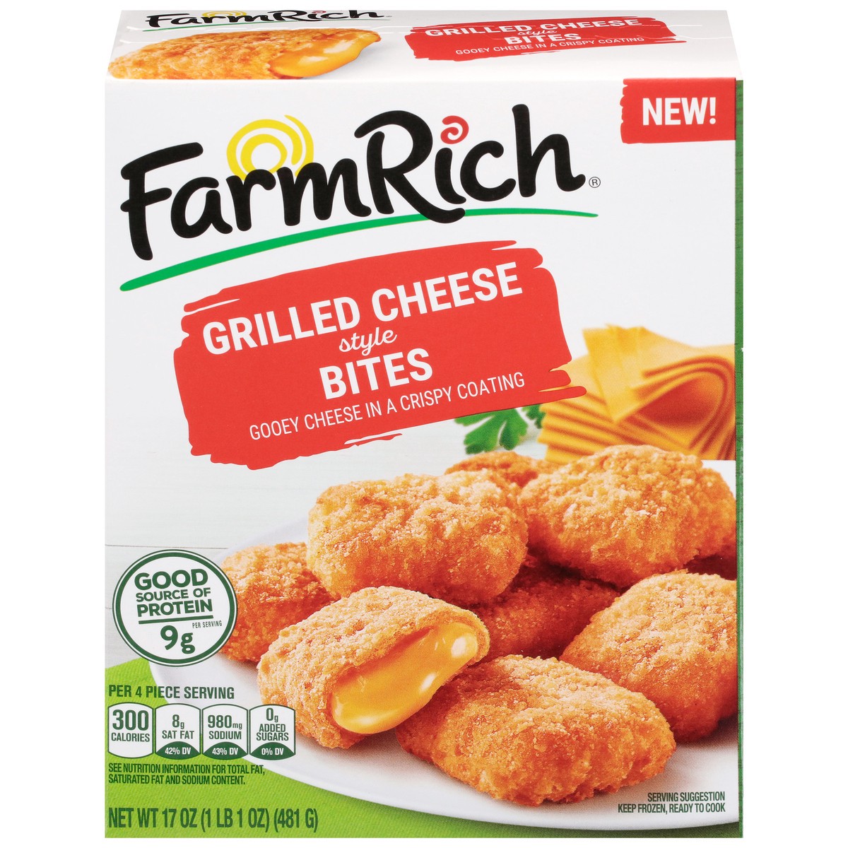 slide 1 of 13, Farm Rich Grilled Cheese Style Bites 17 oz, 17 oz