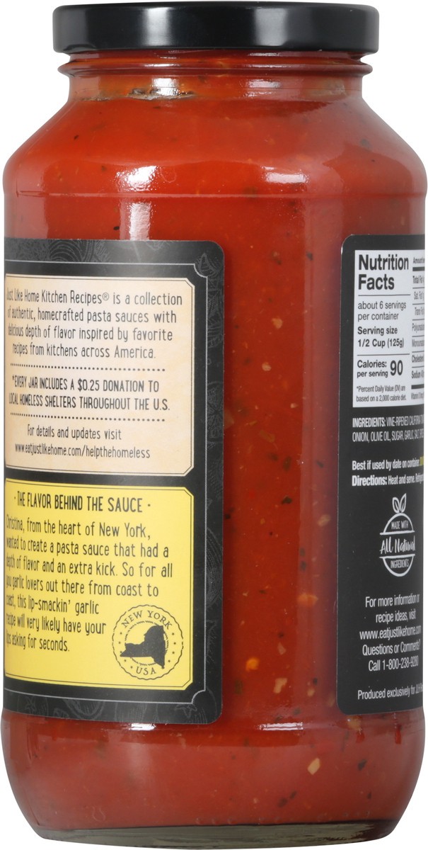 slide 9 of 13, Just Like Home Kitchen Recipes N.Y. Lip-Smackin' Garlic Pasta Sauce 25 oz, 25 oz