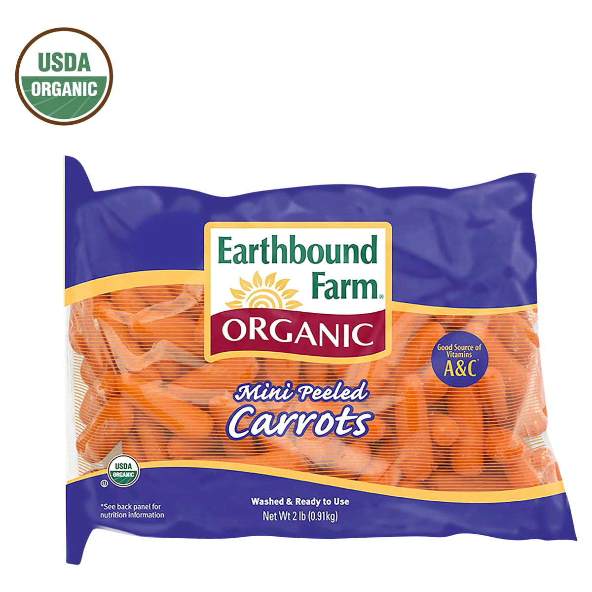 slide 1 of 1, Earthbound Farms Organic Mini Peeled Carrots, 2 lb
