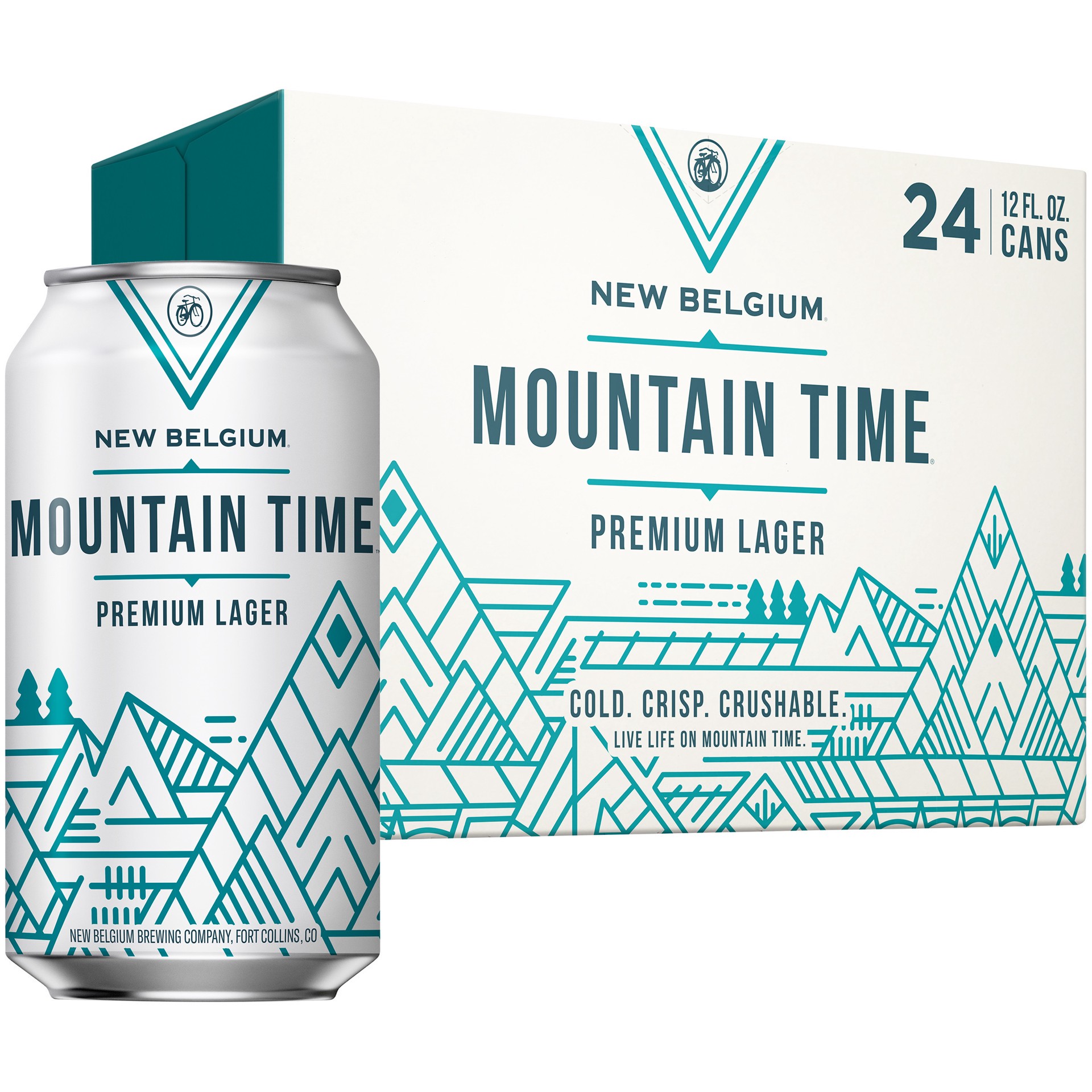 slide 2 of 4, New Belgium Mountain Time Premium Lager Beer, 24 Pack, 12 fl oz Cans, 24 ct; 12 fl oz
