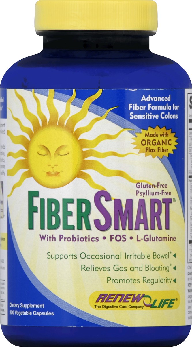 slide 2 of 2, Renew Life Adult Fiber Supplement - Fiber Smart - Dietary Fiber - Gluten & Soy Free - 200 Vegetarian Capsules, 200 ct