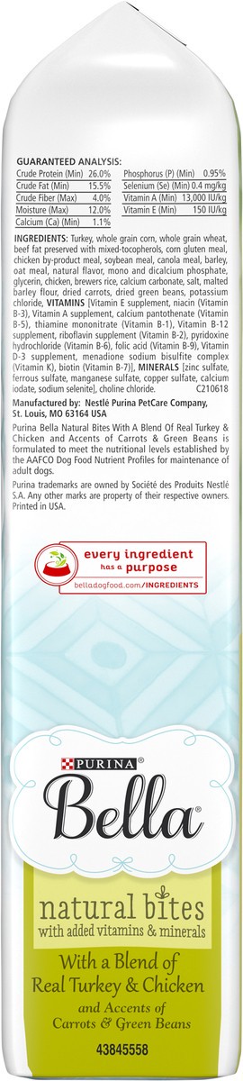 slide 4 of 9, Bella Purina Bella Natural Small Breed Dry Dog Food, Natural Bites With Real Turkey & Chicken, 3 lb