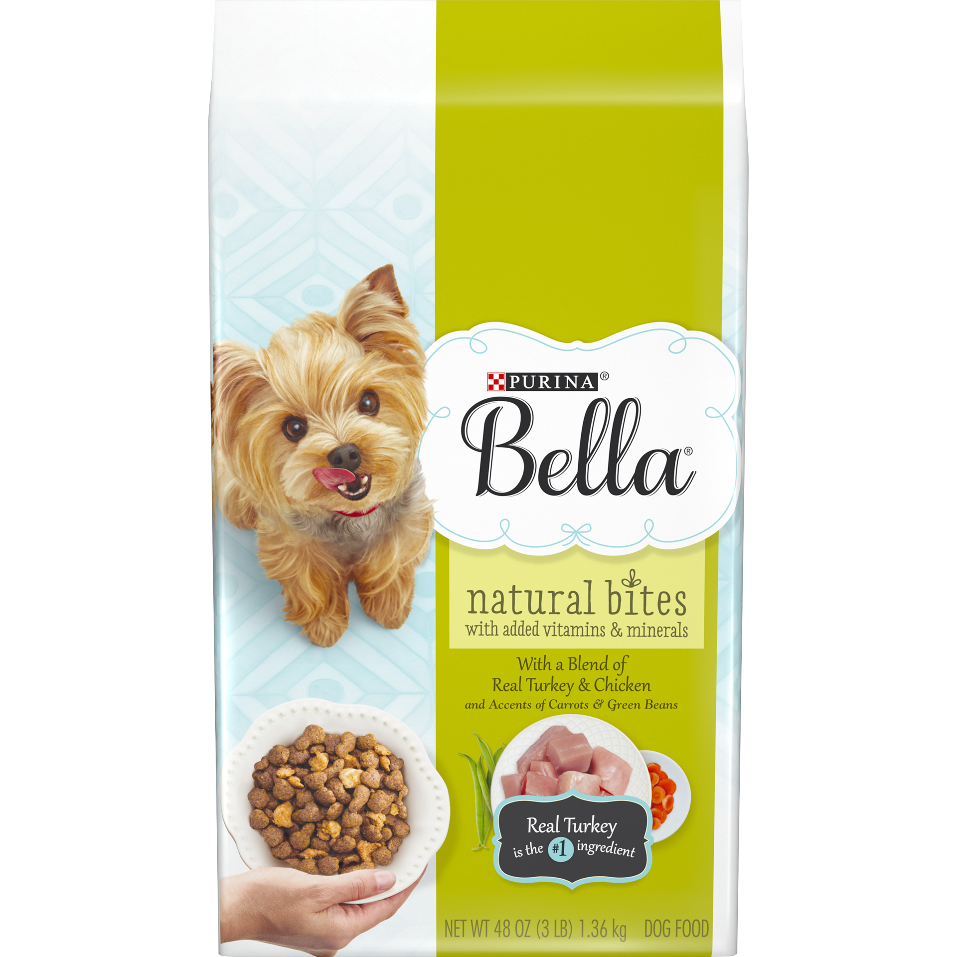 slide 1 of 9, Bella Purina Bella Natural Small Breed Dry Dog Food, Natural Bites With Real Turkey & Chicken, 3 lb