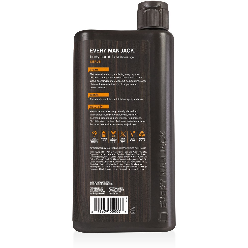 slide 7 of 7, Every Man Jack Men's Exfoliating Citrus Body Wash Scrub for All Skin Types - 16.9 fl oz, 16.9 fl oz