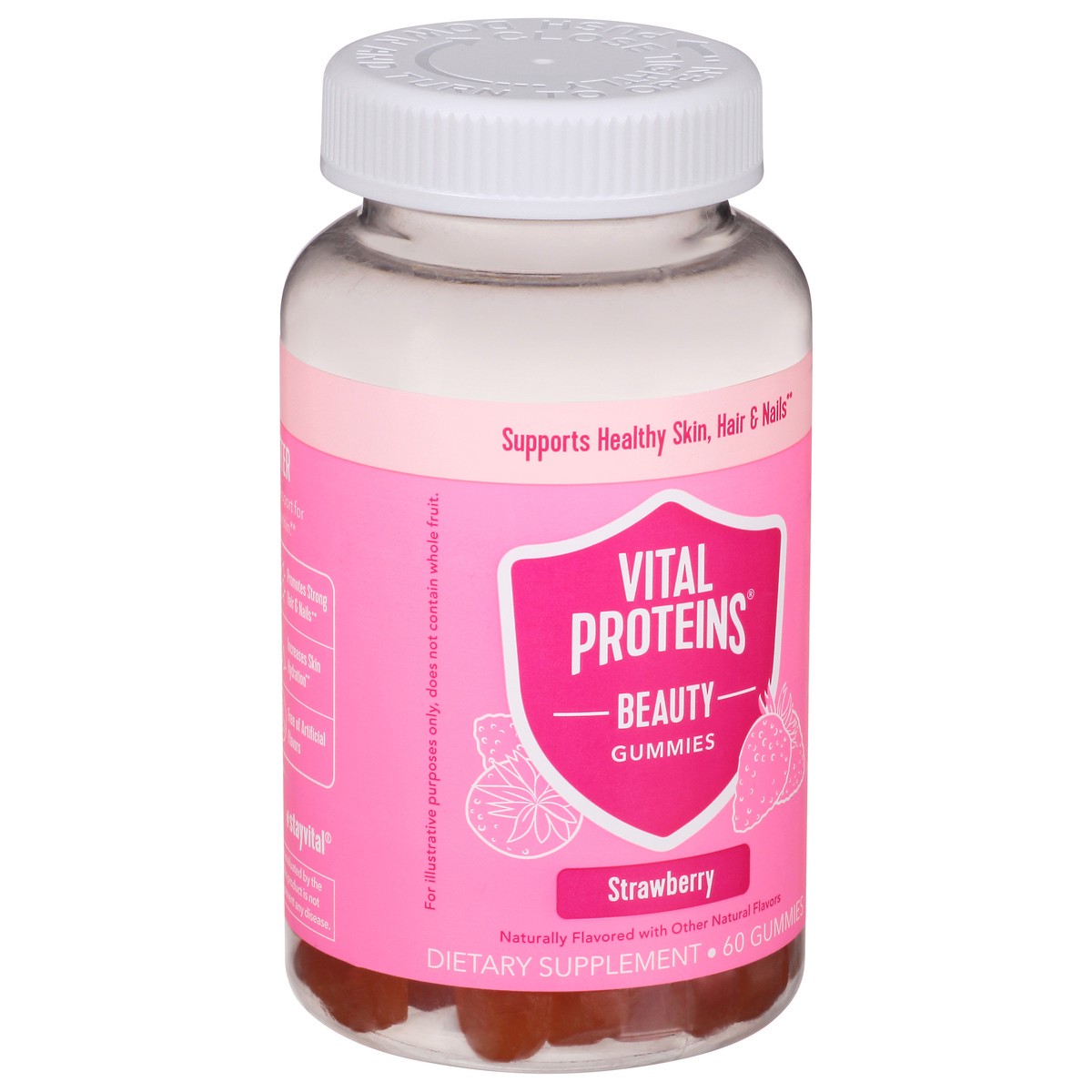 slide 6 of 9, Vital Proteins Strawberry Beauty Gummies 60 ea, 60 ct