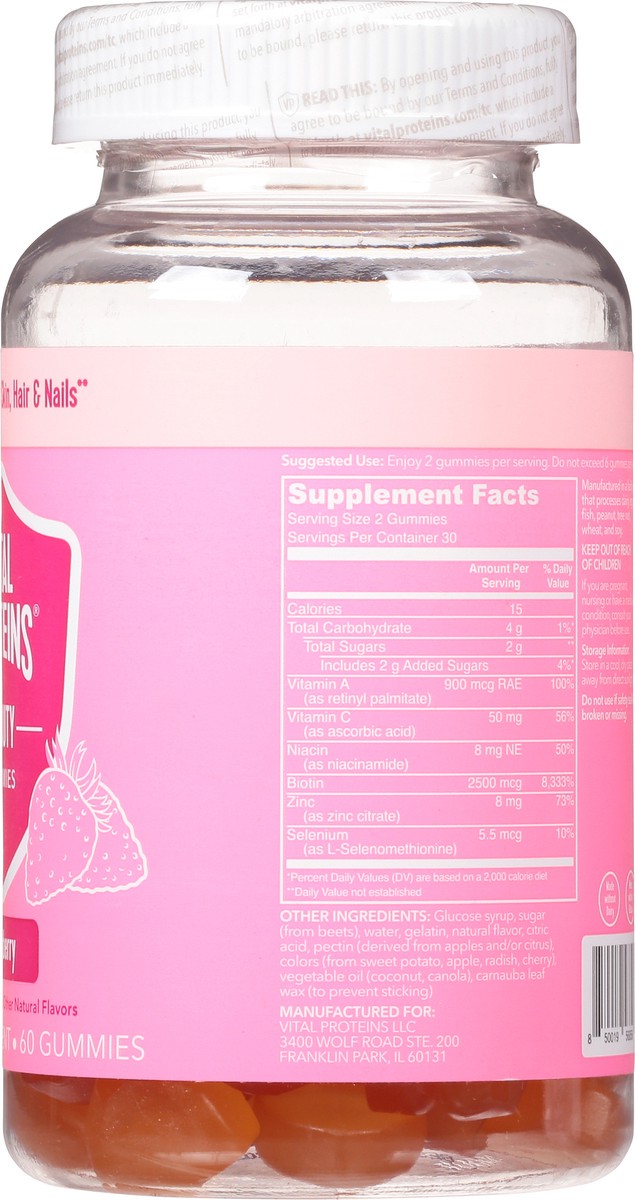 slide 2 of 9, Vital Proteins Strawberry Beauty Gummies 60 ea, 60 ct