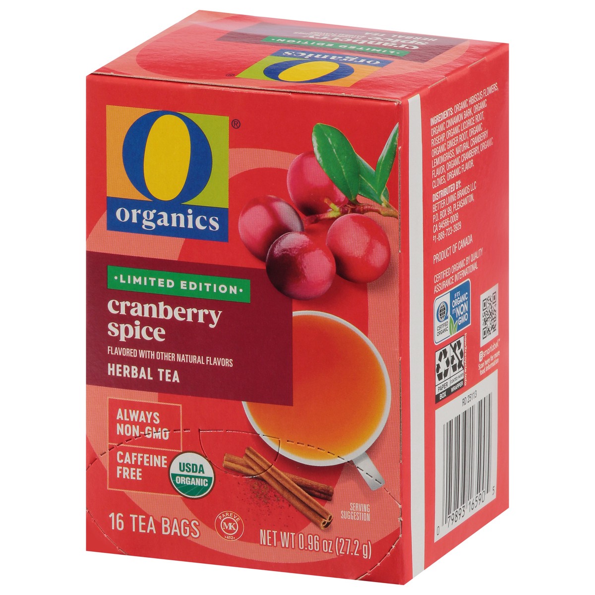 slide 4 of 4, O Organics Cranberry Spice Tea 16 Ct - 16 CT, 16 ct